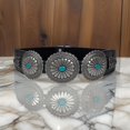 thumbnail image 6 of Aesthetic Belt Carved Oval Buckle Belt For Dress Turquoises Waistband Women Western Belt Vintage Waist Cincher, 6 of 7