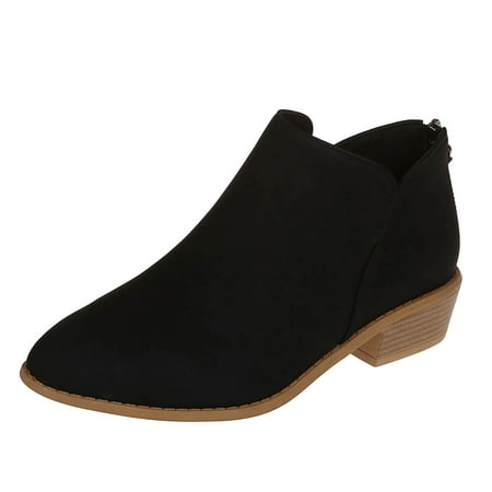 DVKOVI Womens Shoes Dressy Casual Women s Ankle Boots Women s Fashion Color Matching Autumn and Winter Women s Boots with Side Zipper Short Boots Flat Heel Cowboy Boots Women Black 41