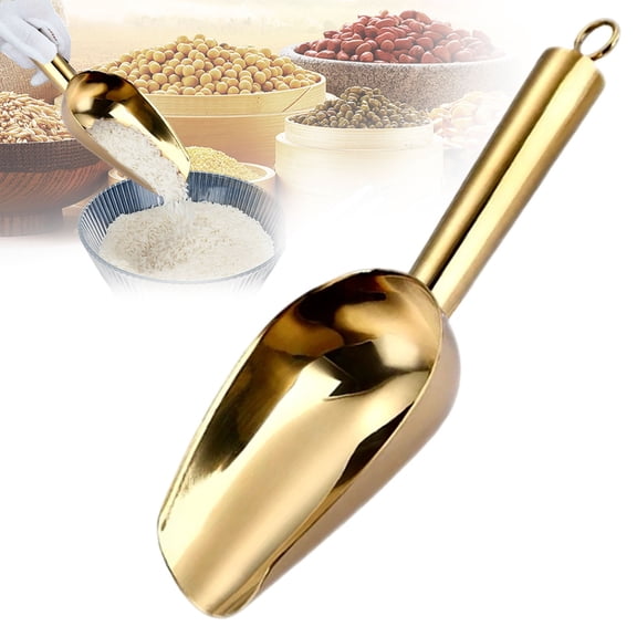 Tableware,Stainless Steel Multi-Purpose Scoop - Long Handle, 5 Assorted Colors (Rainbow/Black/Gold/Rose Gold/Silver) for Ice, Grains, Candy, Coffee Beans, Pet Food, Commercial Kitchen Use