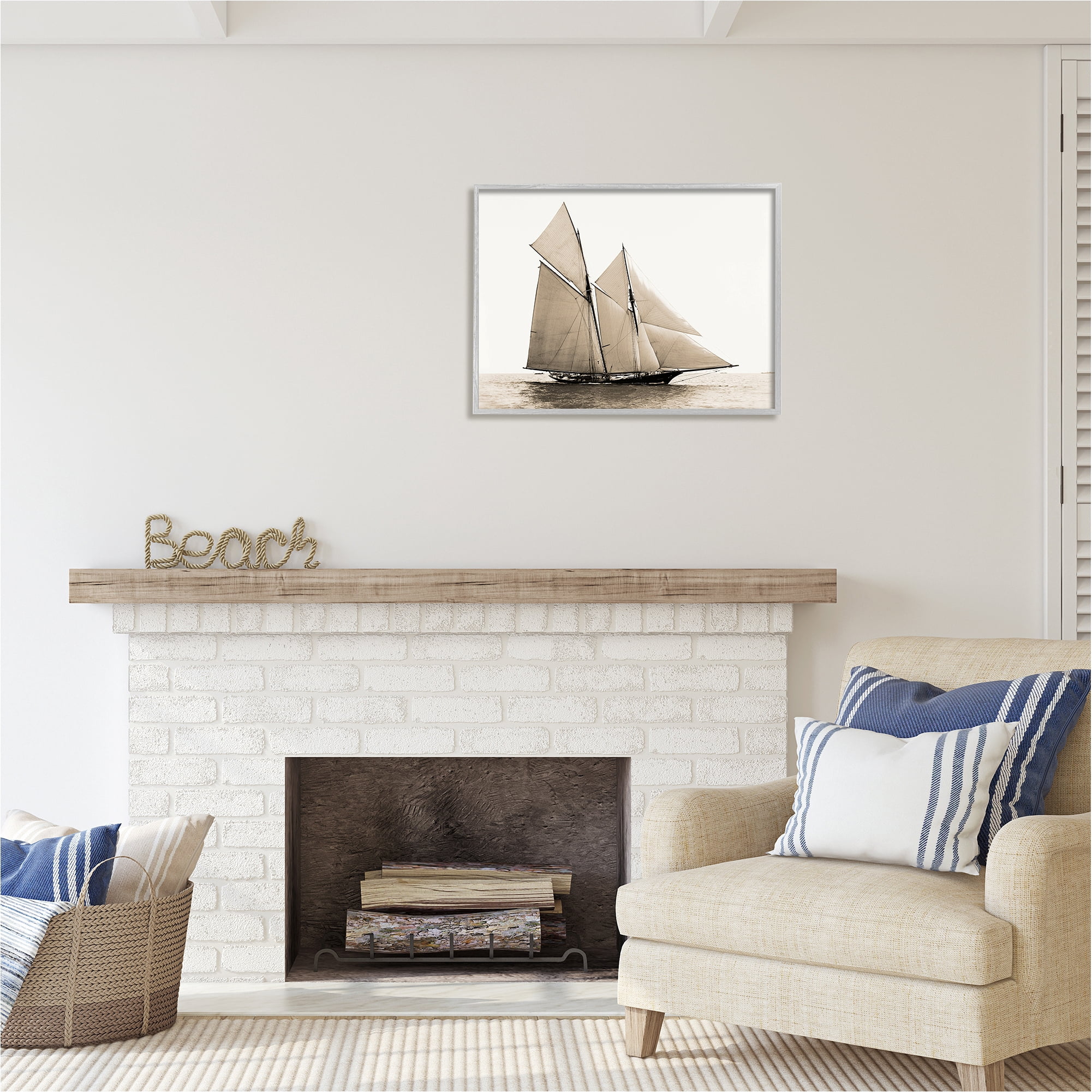 Stupell Industries Vintage Sailboat Photography Transportation Photography Gray Framed Art Print Wall Art, 30 x 24