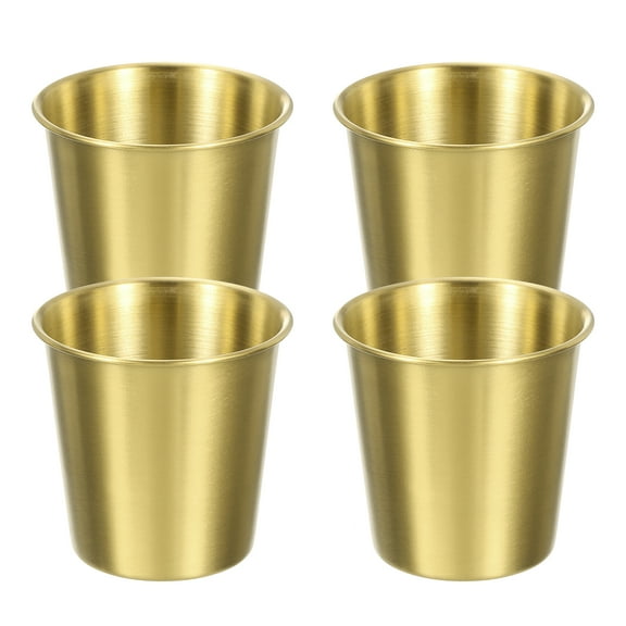 4 Pcs 304 Stainless Steel Cups,6.76oz/200ml Water Glasses Cup Metal Tumbler Gold