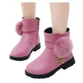 thumbnail image 4 of Qiangong Girls Boots Children Shoes Autumn and Winter Children Plus Warm Girls Casual Shoes wiht Ball Snow Boots Girls Short Boots Toddler Boots Pink 2.5, 4 of 8