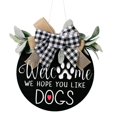 thumbnail image 1 of Wooden Round Welcome Sign for Front Door Front Porch, Hanging Banner with Artificial Green Plants Wreath for Wall Plaque Art Decro, 1 of 9