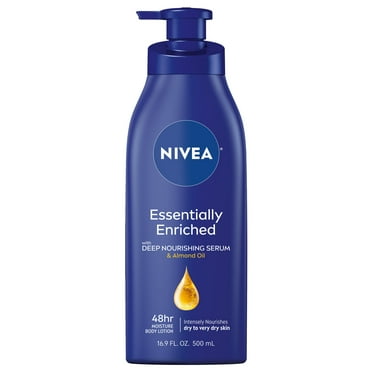 NIVEA Essentially Enriched Body Lotion for Dry Skin, Almond Oil, 48Hr Moisturizer, 16.9 fl oz