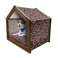 thumbnail image 1 of Strawberry Pet House, Fresh Summer Fruits Blooming Daisies Pattern on Dark Backdrop, Outdoor & Indoor Portable Dog Kennel with Pillow and Cover, 5 Sizes, Jade Green Scarlet, by Ambesonne, 1 of 5