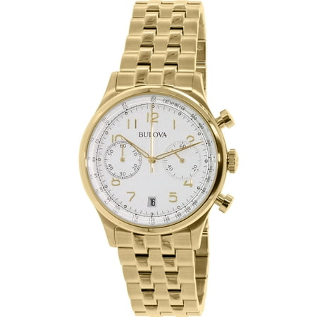 Bulova 97B149 Men's Vintage Classics Grey Dial Yellow Gold Steel Bracelet Chronograph Watch