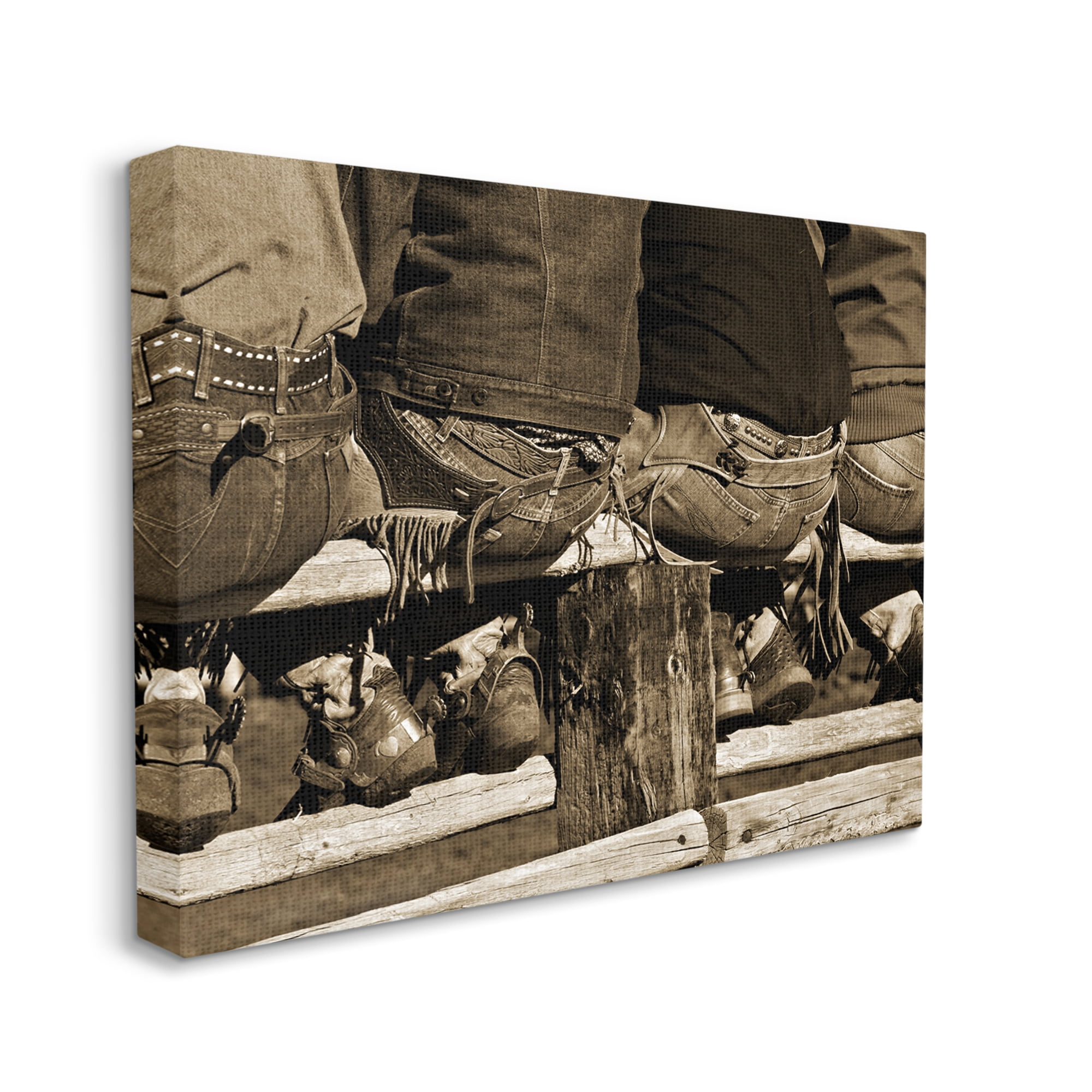 Stupell Industries Vintage Western Cowboys Sitting Sepia Photography Photograph Gallery Wrapped Canvas Print Wall Art, Design by Lisa Dearing