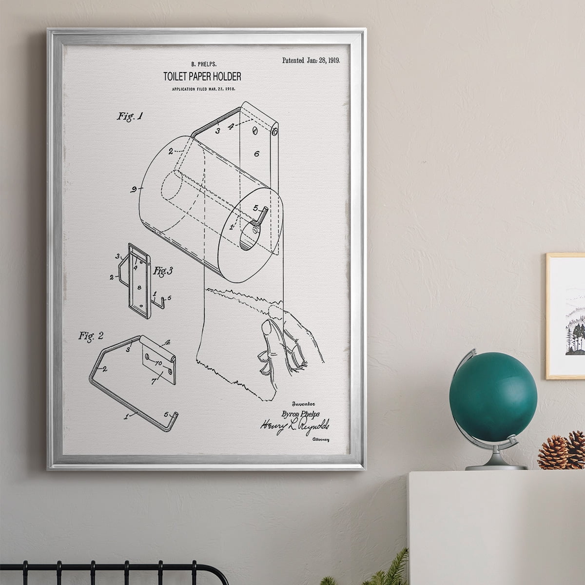 Toilet Paper Patent II Premium Classic Framed Print - Ready to Hang
