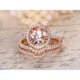 thumbnail image 2 of JeenMata Anillo Curvo Pavé Morganita y Moissanita de Corte Redondo de 1,75 Quilates Creadas en Laboratorio: Conjunto Nupcial de Trío con Halo: Baño de Oro Rosa de 18 K sobre Plata, 2 of 6