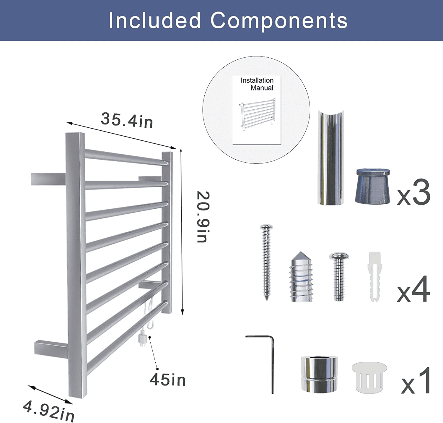 bbee.tech Heated Towel Rack, Towel Warmer with Timer, Wall Mounted hot Towel  Warmer for Bathroom, Hardwired or Plug-in Models - Walmart.com