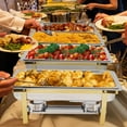 thumbnail image 6 of 4 Pack Chafing Dish Buffet, 8 Qt Stainless Steel Chafer Buffet Servers and Warmers Sets with Lid Folding Frame, Rectangular Chafing Dishes for Parties, Weddings, Catering Events, Silver, 6 of 7