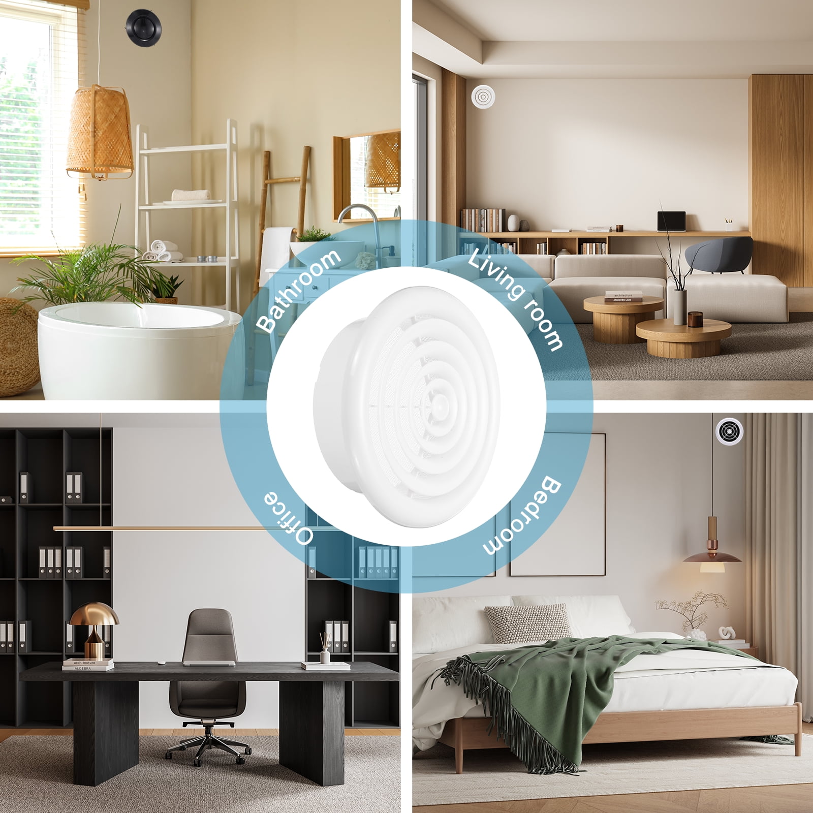 Uxcell 6 Inch Round Air Vent Cover, ABS Louver Air Diffuser Ceiling Vent Covers, White