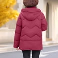 thumbnail image 5 of Fashion Plus Size Hooded Coats for Womens Winter Warm Solid Color Embroidered Jacket Button Double Pocket Zipper Long Sleeved Parkas, 5 of 7