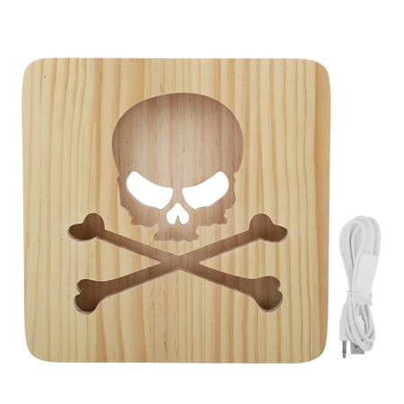 

Halloween Skull Night Light Wooden Hollow Out Lamp USB Powered Home Decoration for Living Room Bedroom YCLM