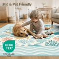 thumbnail image 4 of ODIKA 8'x10' Washable Area Rug Non-Slip Chair-Friendly Mat Friendly Ocean Turtle Design With Coral Seashells Waves Border for Dining Room, Large Office, Lounge, 4 of 7