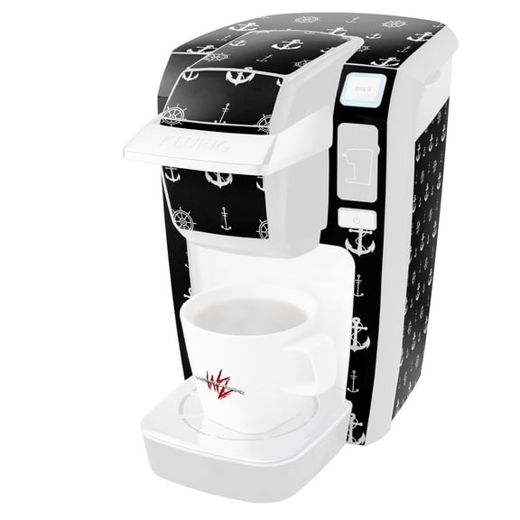 Nautical Anchors Away 02 Black - Decal Style Vinyl Skin fits Keurig K10 / K15 Mini Plus Coffee Makers (KEURIG NOT INCLUDED)