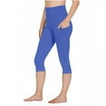 thumbnail image 5 of Running Capri Legging for Girls Slimming High Waisted Capris Leggings with Pockets Workout Travel Going Out Tights 9 Years, Blue, 5 of 6
