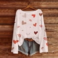 thumbnail image 4 of WTXUE Women's Oversized Heart Sweater Long Sleeve Cute Sweater Spring Dressy Casual Ribbed Knit Crew Neck Casual Love Pullover Tops Fall Lightweight Holiday Sweaters Tunic Tops Beige L, 4 of 4