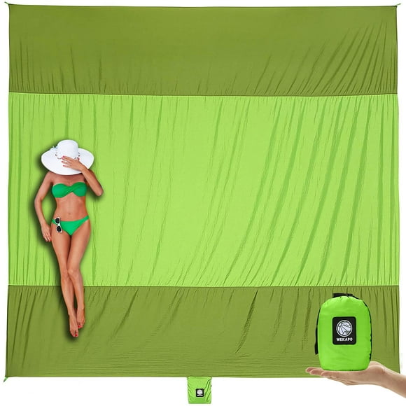Manta de playa WEKAPO 280 x 210 cm impermeable a prueba de arena verde