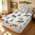 thumbnail image 2 of Manfei Funny Elk Zipper Twin Comforter Sets with Fitted Sheet and 2 Pillowcases, Woodland Pine Tree Zipper Bedding Set, Tan Brown, Gray Reversible, 4 Pieces, 2 of 7