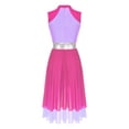 thumbnail image 5 of Yhong Women Prasie Dance Tunics Sleeveless Asymmetrical Hem Leotard Dresses Lyrical Ballroom Hot Pink&Light Purple XL, 5 of 6