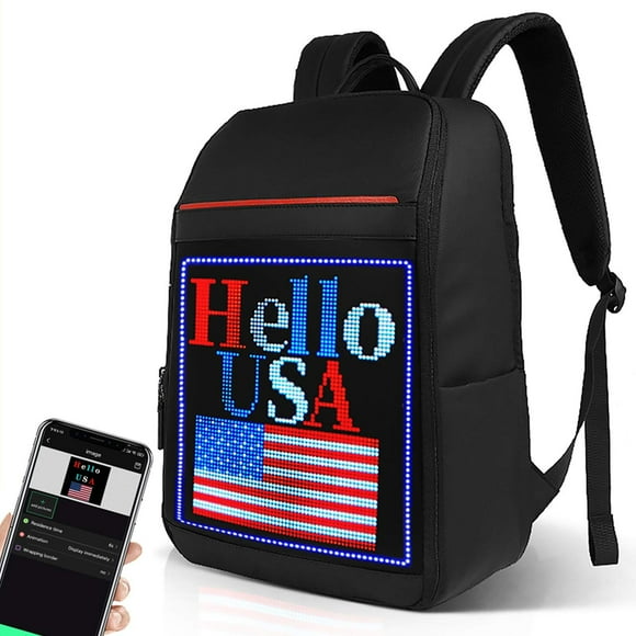 Welaso Smart Bluetooth LED Backpack with Colorful LED Sign Panel and Programmable DIY Laptop Daypack Bag Black (Large 25L without Rain Cover)