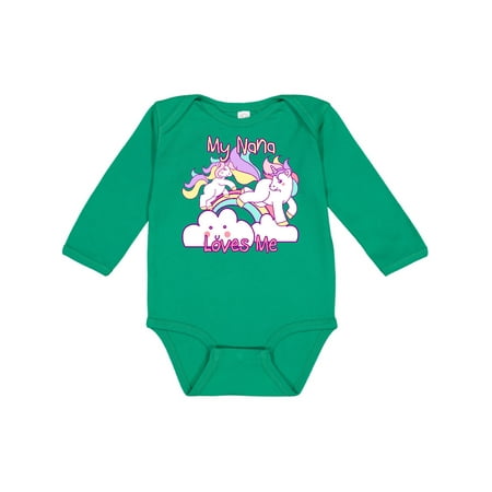 

Inktastic My Nana Loves Me Unicorn Gift Baby Girl Long Sleeve Bodysuit