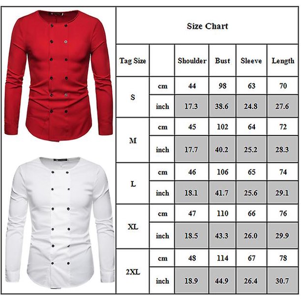 Camisa abotonada de manga larga con doble botonadura para hombre Casual Slim Fit Muscle Tops
