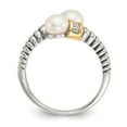 thumbnail image 2 of 14K Two-Tone Gold Ring Band Pearl Yellow Freshwater Round White Diamond, 2 of 5