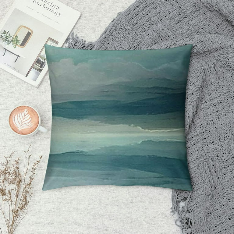 Fenyluxe Seafoam Green Mint Navy Blue Abstract Ocean Art Painting
