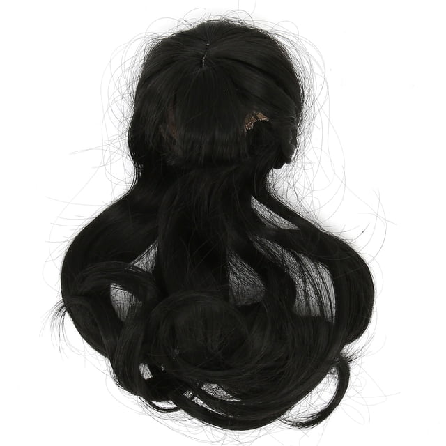 Peluca de pelo de muñeca larga, hermosa, exquisita, rizada, suave, pelo sintético de alta temperatura, peluca de muñeca negra