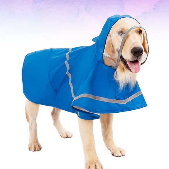 LOLIPPYY 1Pc Blue Pet Raincoat Waterproof Reflective Dog Rain Jacket with PU Eva Material for Outdoor Use