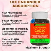 Nikoni Liposomal CoQ10 400 mg Co-Enzyme Q10 Supports Cellular Energy 240 Softgels