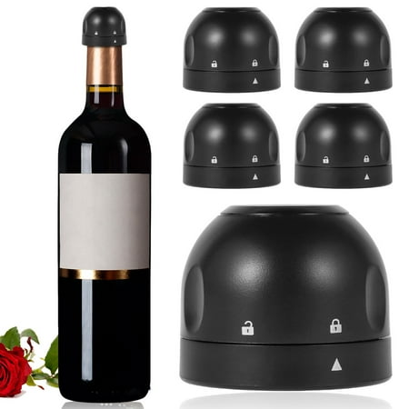 

OROMYO 5Pcs Red Wine Bottle Cap Silicone Wine Stopper with Rotating Lock Reusable Sealed Wine Bottle Cap Small Lockable Wine Bottle Stopper for Wine Champagne Beer