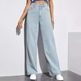 thumbnail image 2 of Womens Straight Leg Jeans Stretchy High Waisted Relax Fit Denim Pants Comfy Vintage 90S Fashion Long Pants with Pockets, 2 of 5