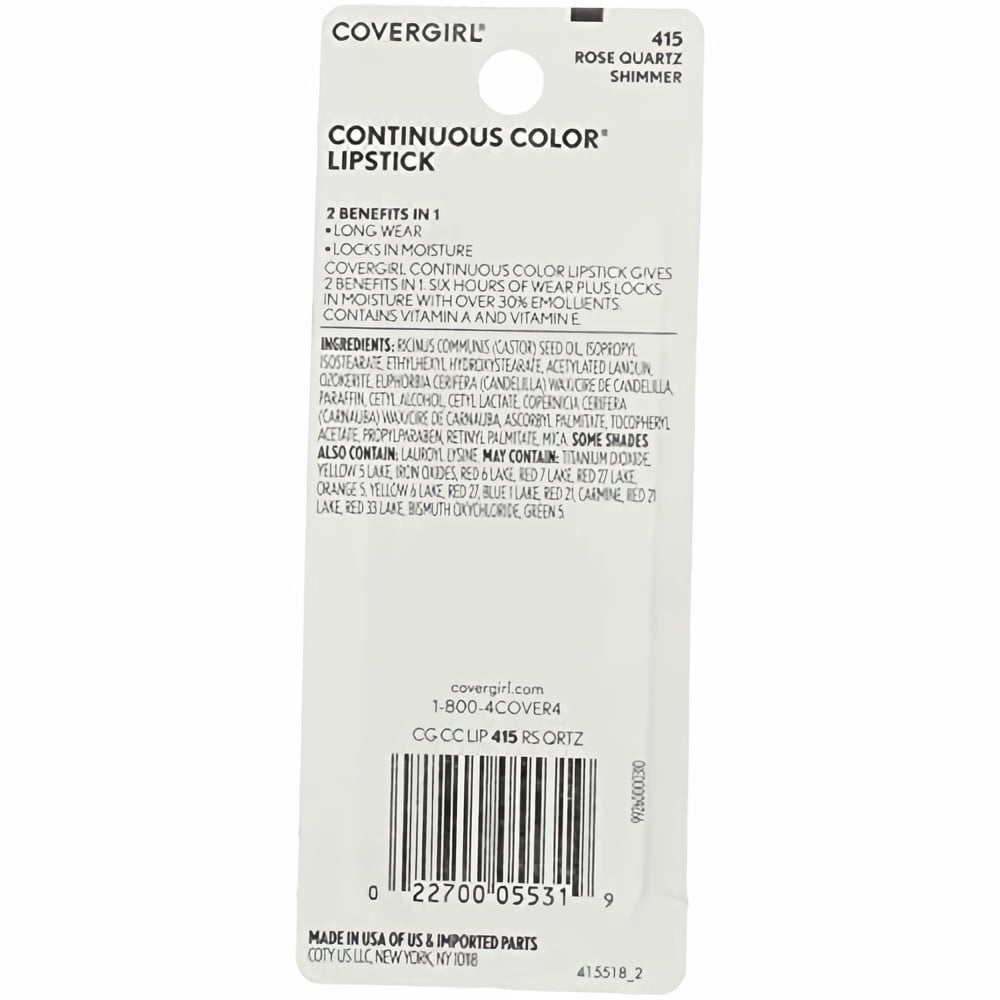 CoverGirl Continuous Color Lipstick Rose Quartz (Pack of 32)