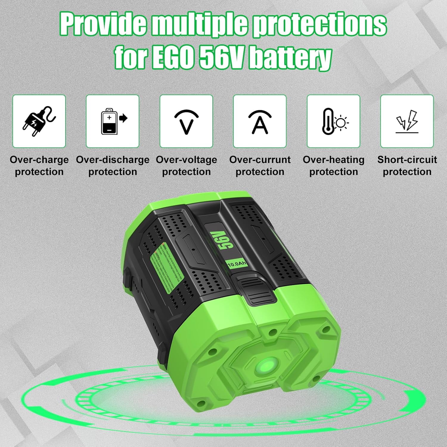 56V 10.0Ah Lithium-Ion Replacement for EGO 56V Battery BA1400T BA2800T BA4200T BA5600T BA3360T BA2242T Lawn Mower Leaf Blower Chainsaw Power Tools