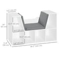 thumbnail image 3 of HOMCOM 6-Cubby Bookcase Bookshelf with Cushion Reading Nook, Grey, 3 of 10
