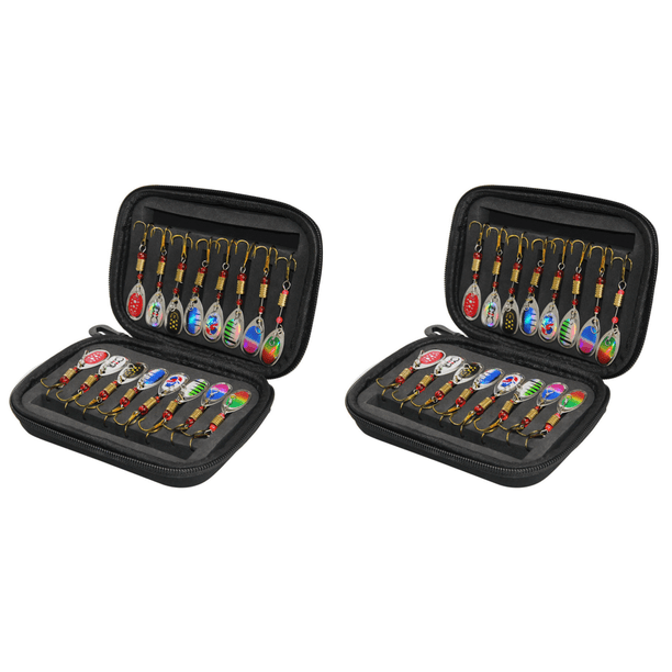 DQrwqpou 16pcs Spinner Baits Señuelos Cuchara Lentejuelas Metal Con Estuche Transporte Carcasa Dura