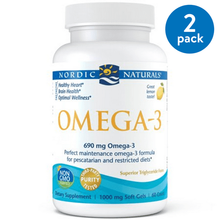 (2 pack) Nordic Naturals Omega-3 Fish Gelatin, 1280 Mg, 60