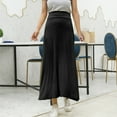 thumbnail image 2 of MIXUE Skirts For Women Summer Solid Color Elastic Waist A Line Maxi Skirt Holiday Wear,Black,L, 2 of 4