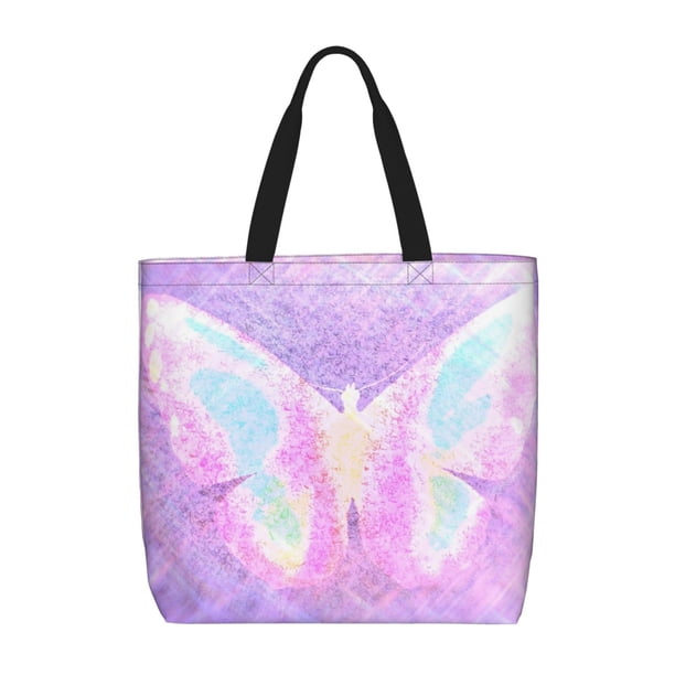 Easygdp Purple Sparkling Butterfly Bolsa Tote para Mujer, Bolso de Hombro para Trabajo, Playa, Viajes, Compras y Supermercado
