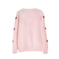 thumbnail image 3 of GUZOM Sweaters Womens Heart Pattern Crew Neck Sweater - 100% Polyester Long Sleeve, Soft Durable Pink, Valentine's Day Casual Wear, S/M/L/XL,Size XL, 3 of 5