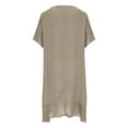 thumbnail image 5 of Elvqul Womens Dresses Short Sleeve Scoop Neck Dresses for Women Plus Size Solid Pullover Long Dresses Khaki Chic, 5 of 7