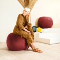 thumbnail image 2 of Pouf Plump en velours masala moelleux – Pouf rond surdimensionné avec revêtement en velours ultra-doux et rembourrage en billes de polystyrène pour salon, chambre ou bureau, 2 of 6