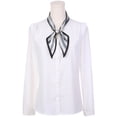 thumbnail image 2 of INSPIRE CHIC Women Stripes Contrast Color Skinny Long Scarves Satin Silky Ribbon Hair Band Neckerchief Neck Scarf Black 96x9cm, 2 of 6