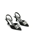 thumbnail image 5 of Women’s Rhinestone Buckle Pointed Toe Kitten Heels Satin Heeled Mules, 5 of 5