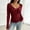Wine, variant on Fengqque Women’s Henley V Neck Long Sleeve Casual Top, Ruched Front Button Detail Slim Fitted long sleeve tee , Soft Stretchy Basic Top for Fall Winter Black