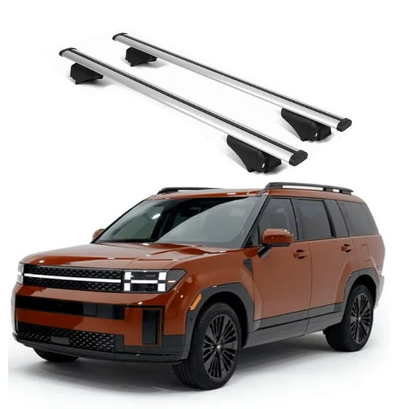 ERKUL Roof Rack Cross Bars for Hyundai Santa Fe 2025 | Aluminum Crossbars with Anti Theft Lock for Rooftop | Compatible with Raised Rails - Silver
