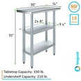 thumbnail image 3 of AmGood 14 in. x 30 in. Stainless Steel Table with Two Undershelves | Metal Utility Kitchen Prep Work Table | NSF, 3 of 9